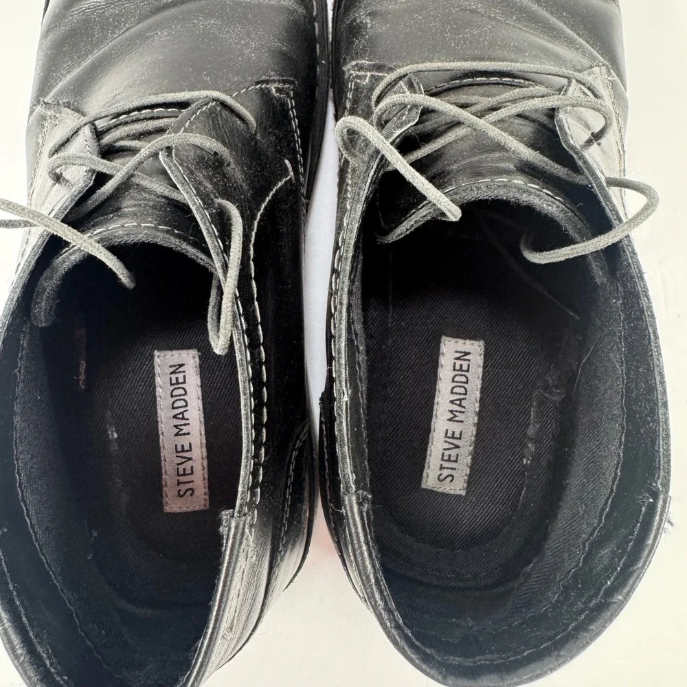 Steve Madden Harken Mens Black Leather Chukka Desert Boots Size 9.5 Lace Up